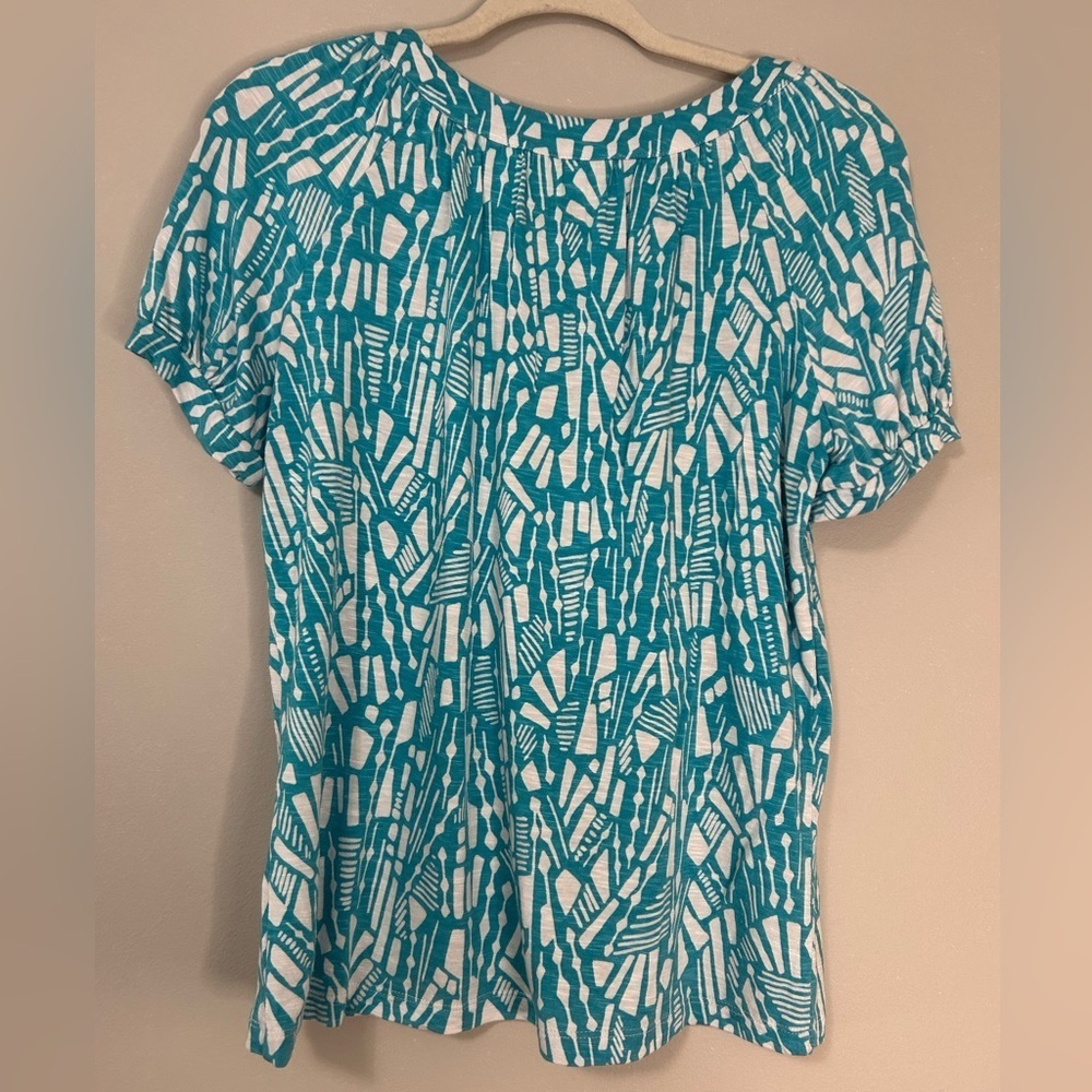 Alfred Dunner Women's Blue Patterned Top, Size PS - Picture 6 of 6